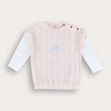 חולצת פסים עם רקמה - ורוד