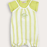 Striped overalls with embroidery - lime