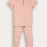 סט פיג'מה ריב - ורוד
