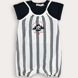 Striped overalls with embroidery - Navy