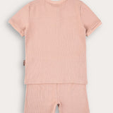 סט פיג'מה ריב - ורוד