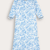 כותנת ריב עם הדפס - תכלת