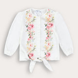 חולצה עם הדפס פרחוני - לבן