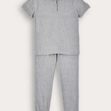 סט פיג'מה ריב - אפור