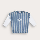 חולצת פסים עם רקמה - כחול