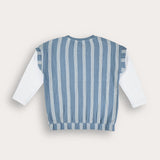 חולצת פסים עם רקמה - כחול