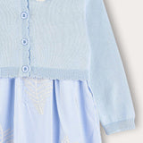 שמלת פסים בשילוב קרדיגן - תכלת