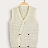 Knitted vest with crochet - green