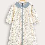Floral dress with pleats - blue