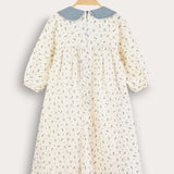 Floral dress with pleats - blue