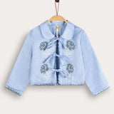 Shabbat shirt with globe embroidery - Blue Sky