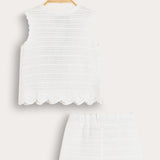 סט בייבי סריג קרושה - שמנת