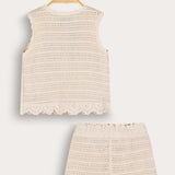 סט בייבי סריג קרושה - בז'