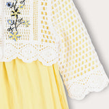 שמלה בשילוב קרדיגן סרוג - צהוב