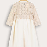 שמלה בשילוב קרדיגן סרוג - בז'