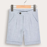 Linen Bermuda Shorts - Blue