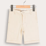 מכנסי אריג קצרים - שמנת