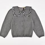 חולצה עם צווארון פרחים - אפור