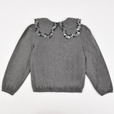 חולצה עם צווארון פרחים - אפור