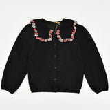 חולצה עם צווארון פרחים - שחור