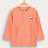 Rivet shirt with button and patch - pink