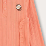 Rivet shirt with button and patch - pink