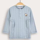 Rivet shirt with button and patch - blue