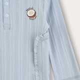 Rivet shirt with button and patch - blue