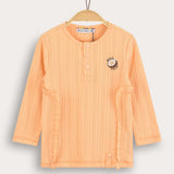 Rivet shirt with button and patch - orange