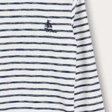 Striped girls' shirt with ship embroidery - blue