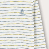 Striped girls' shirt with ship embroidery - yellow