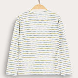 Striped girls' shirt with ship embroidery - yellow