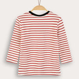חולצת פסים עם הדפס - אדום
