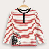 Striped shirt with print - red
