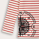 Striped shirt with print - red