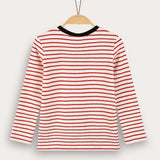 Striped shirt with print - red