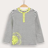 Striped shirt with print - black 