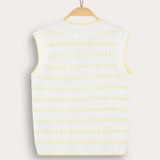 אפודת סריג עם כפתורים - צהוב