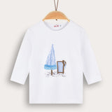 חולצת מודל עם הדפס - כחול