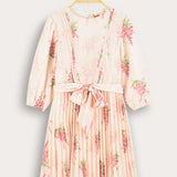 שמלת פליסה פרחונית - ורוד