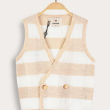 וסט סריג עם כפתורים - בז'