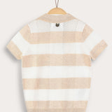 חולצת סריג משבצות - בז'