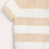 חולצת סריג משבצות - בז'