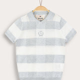 חולצת סריג משבצות - תכלת