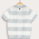 חולצת סריג משבצות - תכלת