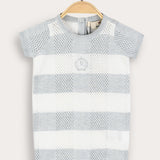 Checkered Knit Overalls - Light Blue