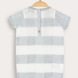 Checkered Knit Overalls - Light Blue