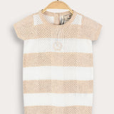 Checkered Knit Overalls - Beige