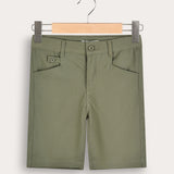 Pocket button pants - green