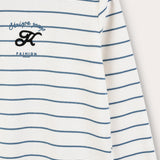 Striped shirt with V-neck - blue